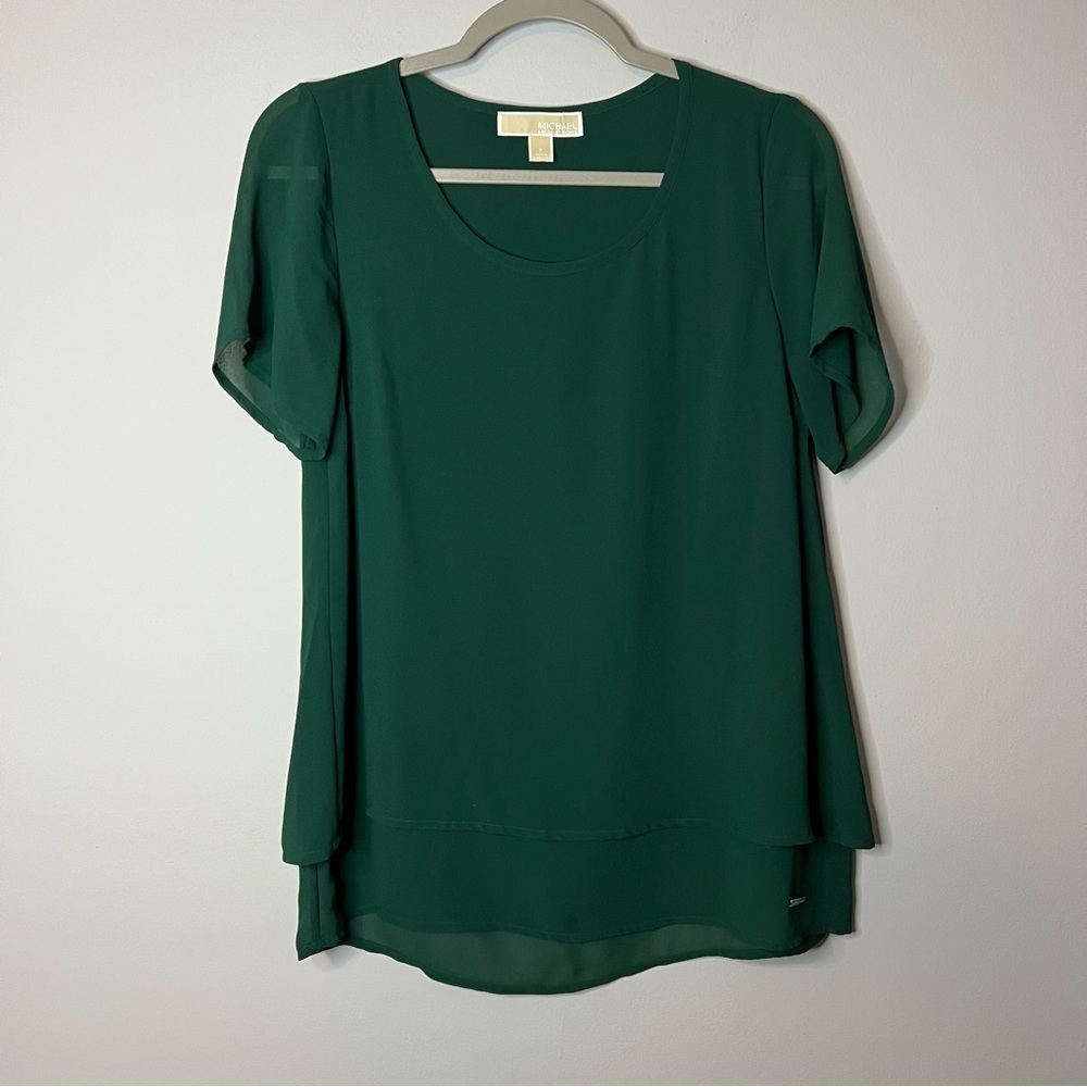 Women’s Michael Kors green sheer open back blouse size small S